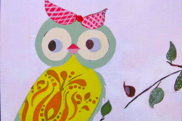 kids bedroom ideas, owl painting, wall art