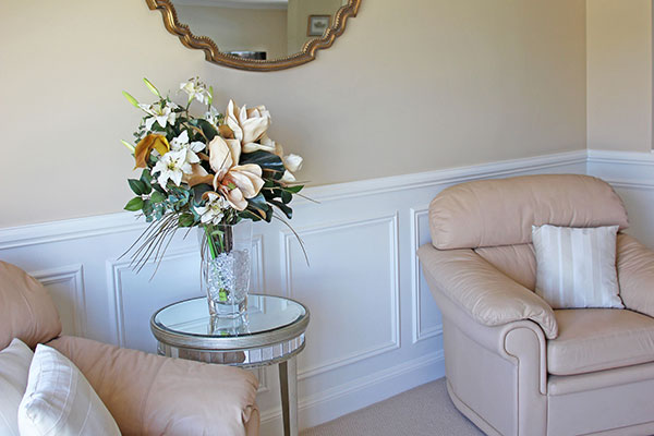 Wall treatments: Wainscoting in formal living room